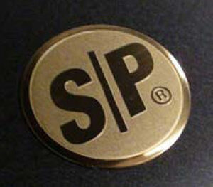 SP company frosted brass nameplate