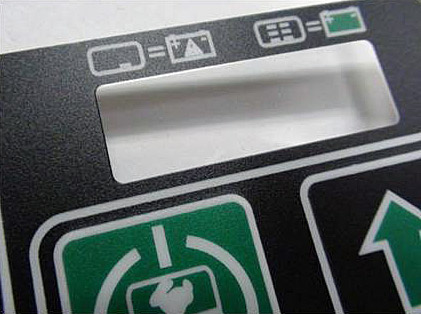 Close-up of a custom textured overlay made from Marking Systems’ overlay label printing services.