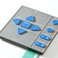 Membrane switches within a plastic molded case from Marking Systems.