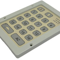 Front view of a sealed membrane number keypad from Marking Systems with numbers 1 through 16.