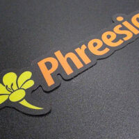 Example of the Phreesia contour cut nameplate from Marking Systems.