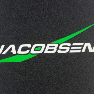 Jacobsen thermal die cut nameplate designed by Marking Systems